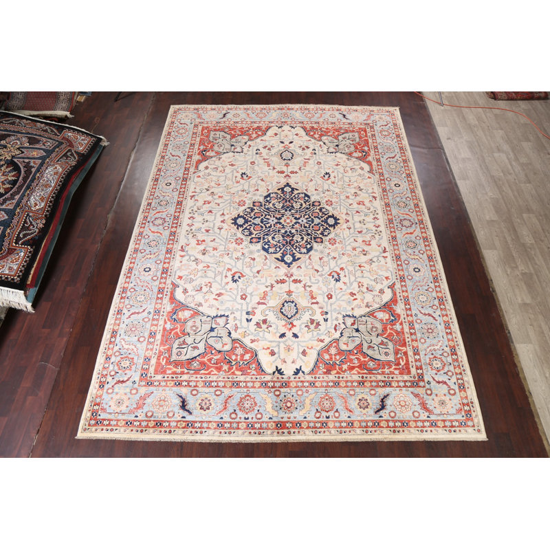 Tapis végétal à teinture végétale Ziegler noué à la main 10 x 14