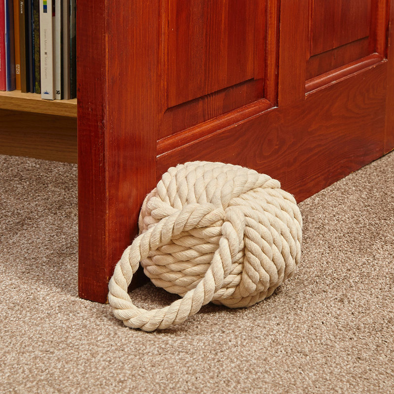 Choe Nautical Rope Knot Weighted Fabric Door Stop, Tan