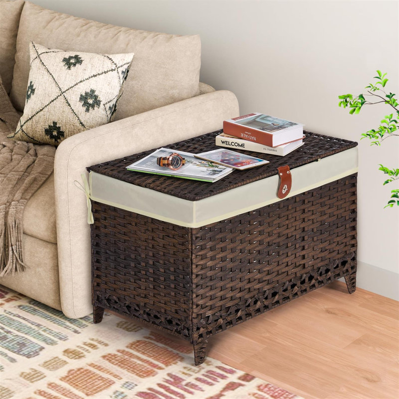 Panier de rangement en osier avec couvercle, Brown