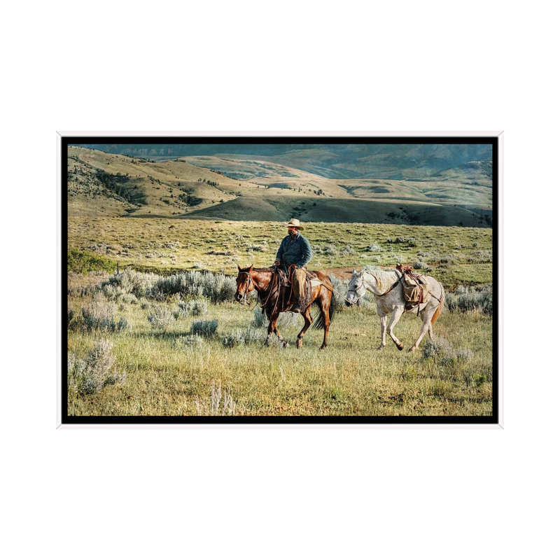 Headed To Mend Fence by Rhonda Thompson - Floater Frame Gallery-Wrapped Canvas Giclée on Canvas