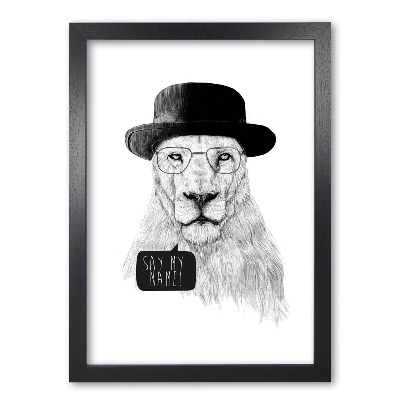 Say My Name Lion by Mercedes Lopes Charro - Print, Black Grain, 42 cm H x 29.7 cm W x 5 cm D