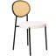 Chaise de salle à manger Aide en velours et cuir avec dossier en rotin et pieds en métal noir – Chaise bohème de style milieu du siècle pour la cuisine et la salle à manger-846682619