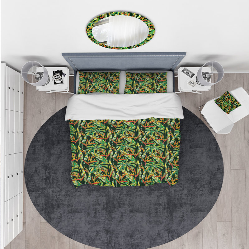 Ensemble de housse de couette tropical, Housse de couette très grand + 2 taies décoratives