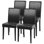 Ensemble de 4 chaises de salle à manger Ozark, chaises d'appoint avec coussin en polyuréthane, surface imperméable et pieds en bois, pour la cuisine, le restaurant et le salon, cuir noir