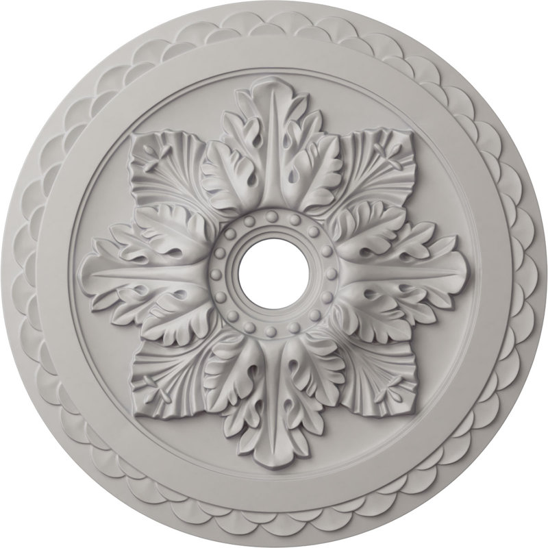 Médaillon de plafond de luxe de 23 5/8 po x 3 po x P 2 po (convient aux auvents jusqu'à 4 po), Blanc ultra pur