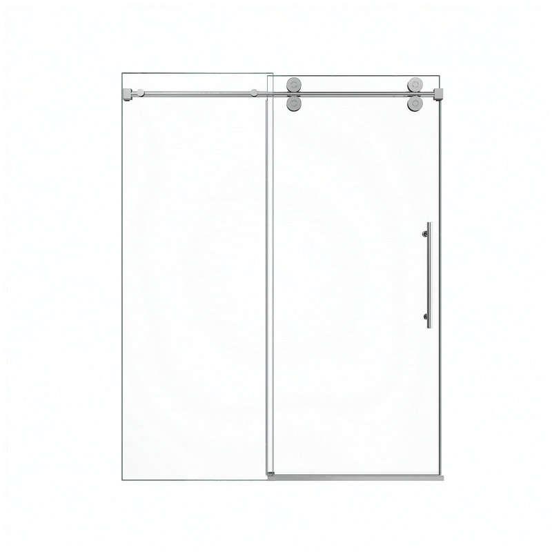 56"-60"W*72" H Frameless Single Sliding Shower Door – 5/16" (8mm) Clear Tempered Glass, Bypass Design with Chrome Finish