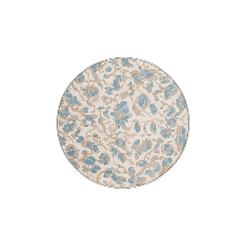 Machine Washable Beige Area Rug, Round 7'