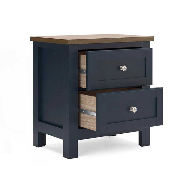 Table de chevet Modern Farmhouse, Bleu / brun foncé