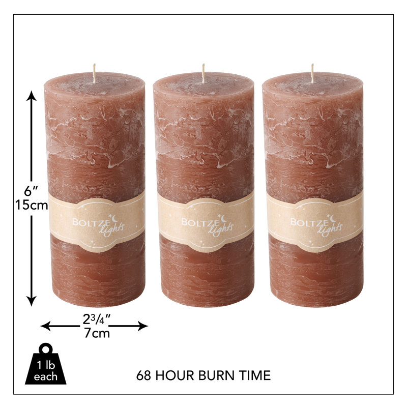 Ensemble de bougies pilier 3 pièces, Taupe