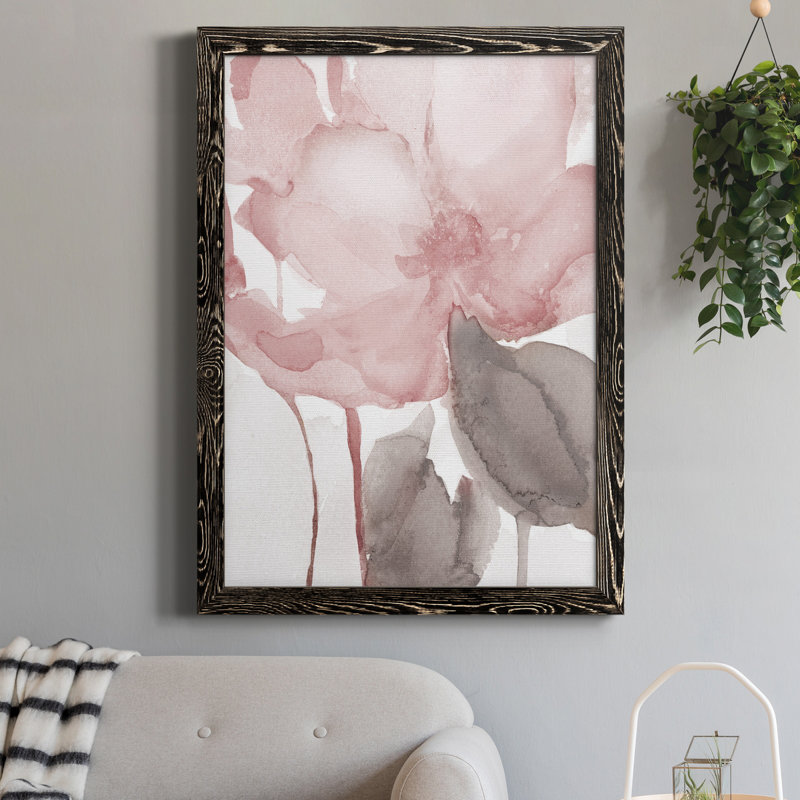 Blush Bloom II - peinture sur toile encadrée, H 20 po x l 17 po x P 1,5 po, Noir
