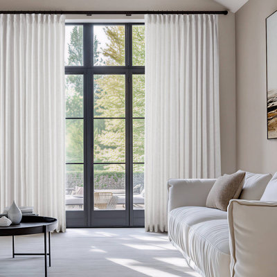 2- Piece  Poly Linen Curtain With 7 Pinch Pleat Per Pc