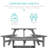  6-Person Circular Outdoor Wooden Picnic Table W/ 3 Built-In Benches, 500Lb Capacity - Gray-1688980867