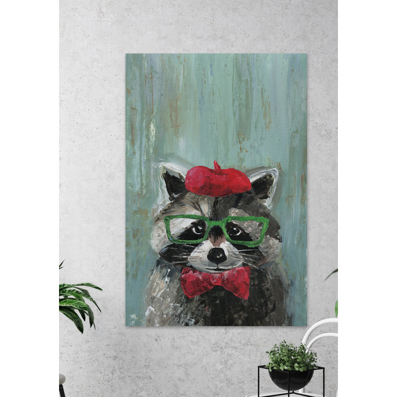 Raccoon The Painter - Wrapped Canvas Painting, 152cm H x 101cm W x 3.81cm D