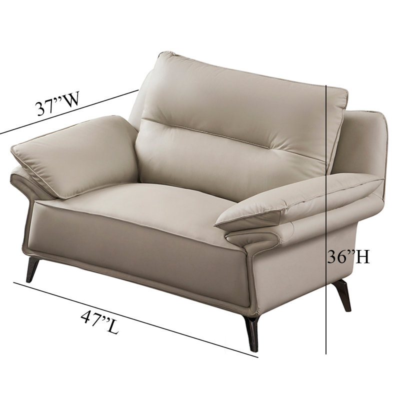 Causeuse en cuir American Light EK-D836, H 36 po x l 69 po x P 37 po