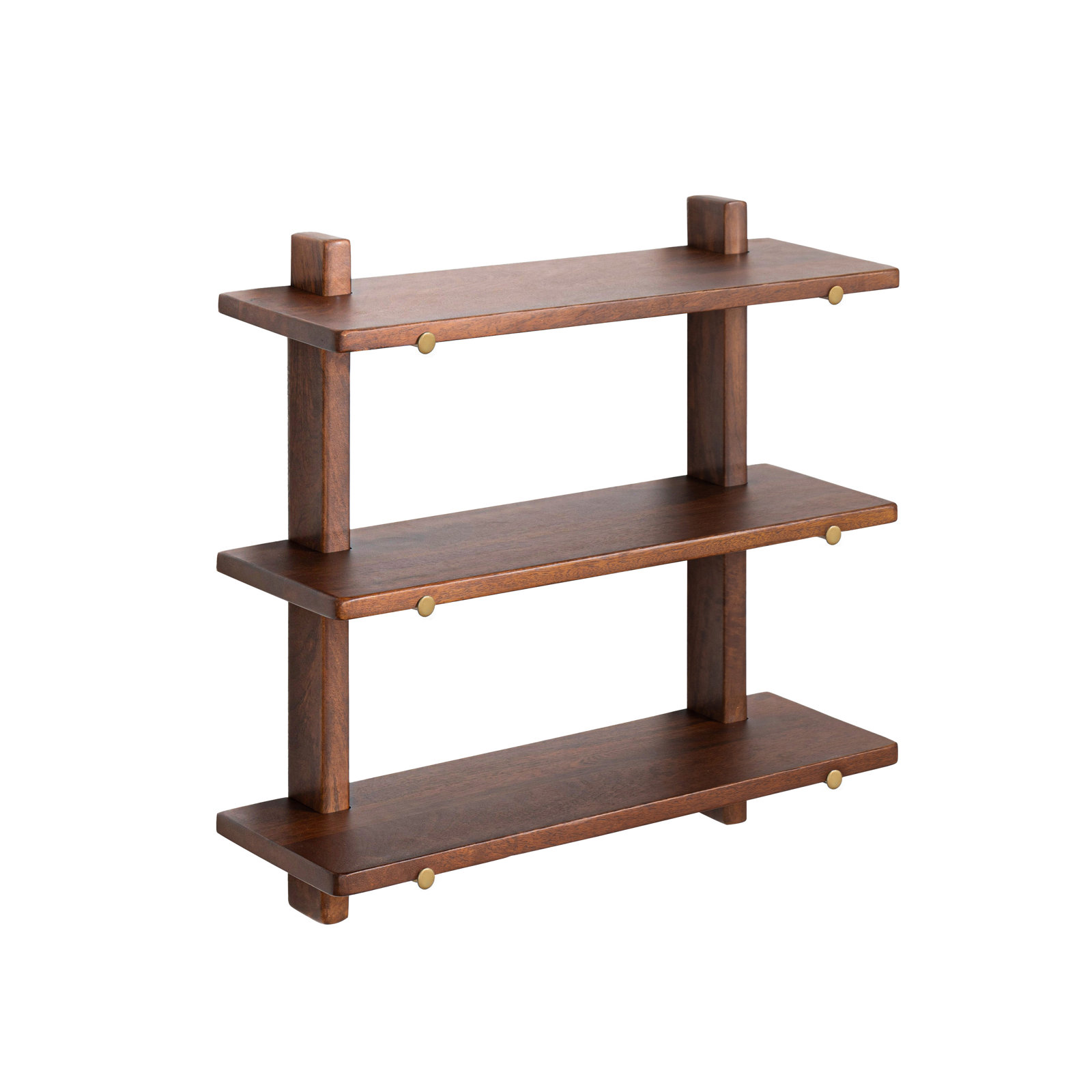 Francis Solid Wood Wall Mounted Shelves, Walnut