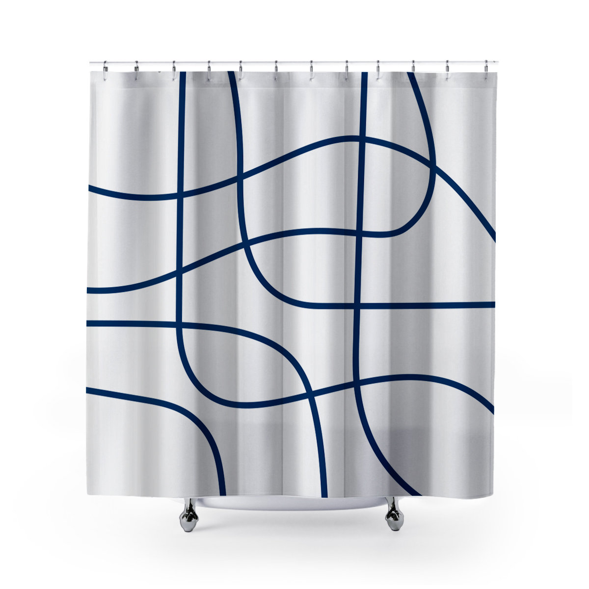 Coco Polyester Shower Curtain, Navy Blue
