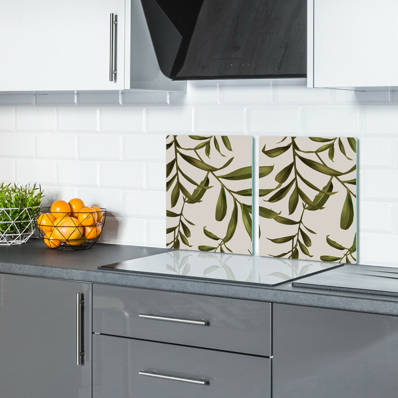 Austinburg Tempered Glass Leaves Chopping Board, 52cm x 40cm