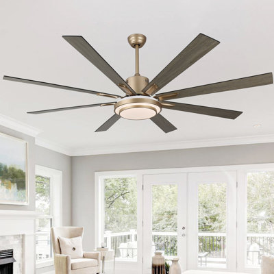 72'' Modern 8-Blade Windmill Large Ceiling Fan with Dimmable LED Lights and Remote Control