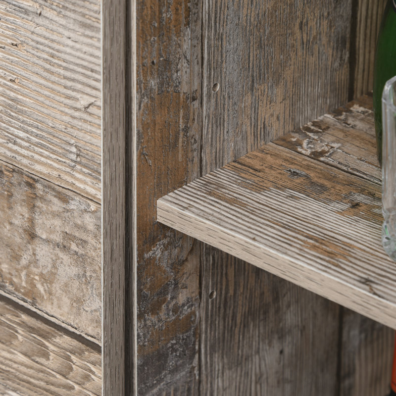 Armoire de cuisine rustique avec rangement et porte de grange coulissante rustique