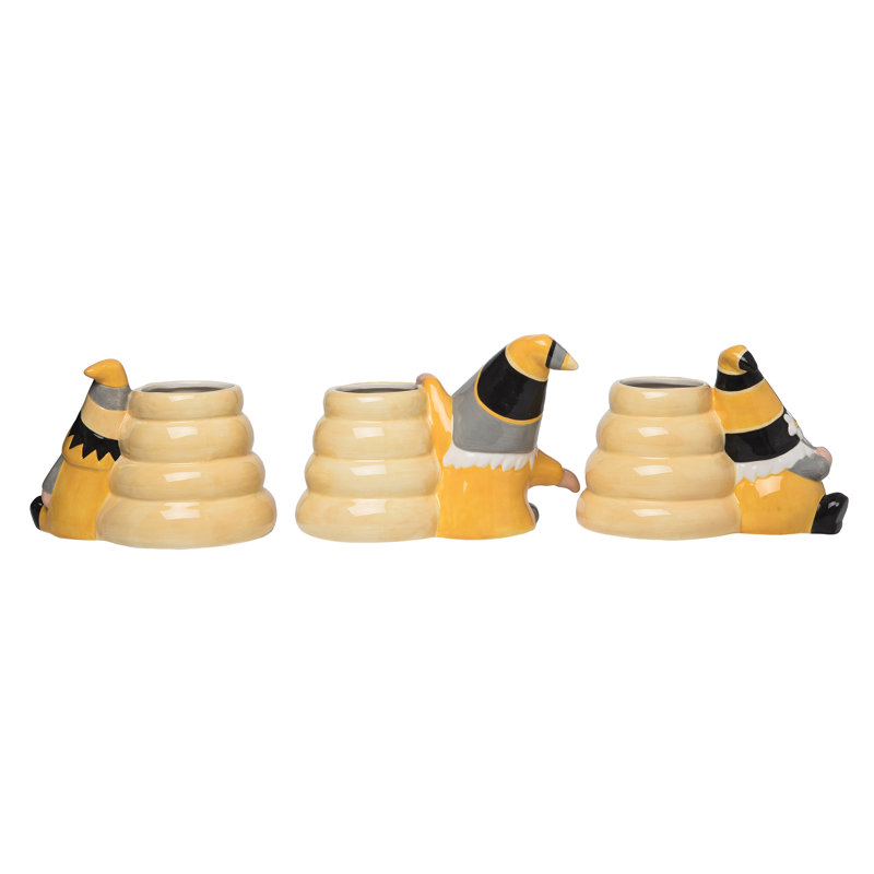 Ensemble de 3 pots à fleurs Dolomite Bee Hive - jaune