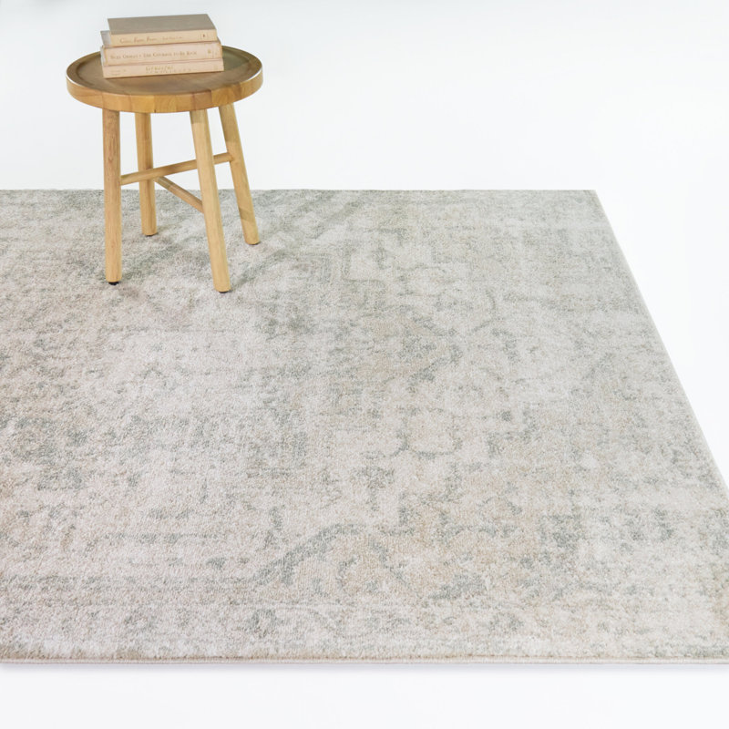 Constant Sage/Cream Distressed Medallion Area Rug, 5'3" x 7'