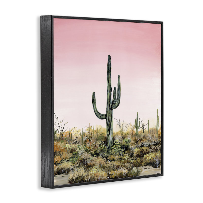 Estampe numérique Saguaro Glow Cactus, conception de Georgie Harrison, H 14 po x l 11 po, Giclée encadrée noir minuit