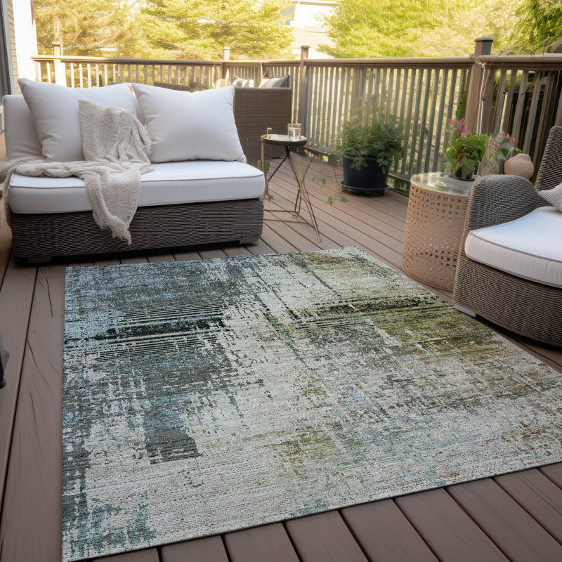 Lummus Washable Abstract Indoor / Outdoor Rug, Rectangle 9' x 12'