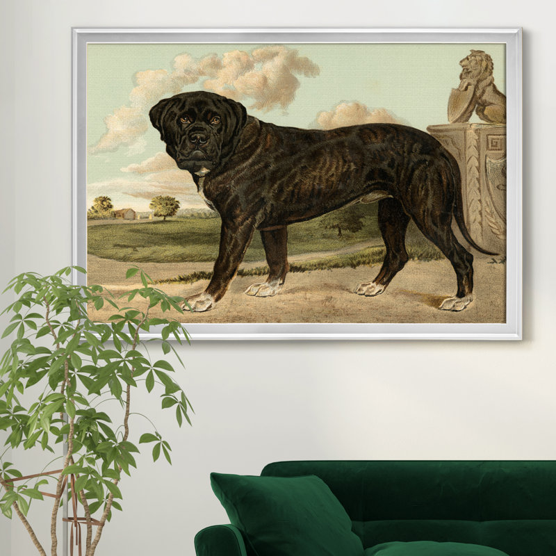 Mastiff - cadre photo, reproduction d'art sur toile, H 30,5 po x l 42,5 po x P 1,5 po, Argent