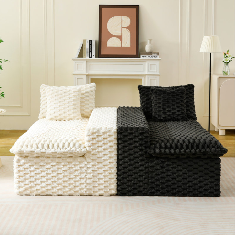 Canapé multifonctionnel élégant en velours tortue, modulable pour différentes occasions, confort optimal grâce à son rembourrage en mousse haute densité et son design color block, espaces d'aménagement flexibles, capacité de charge de 181 kg (400 lb).