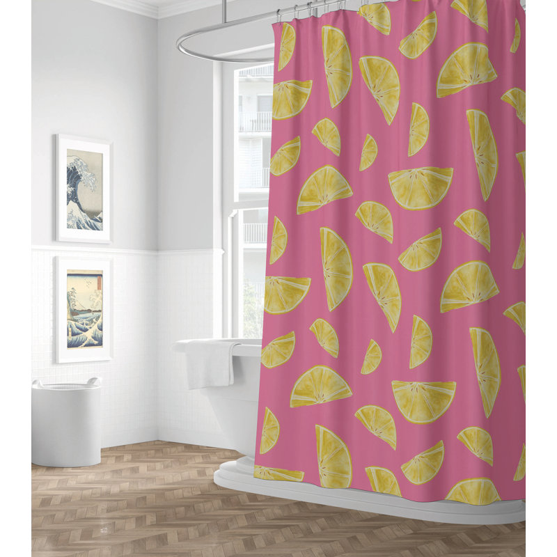 Summer Limes Ultra-Thin Lightweight Shower Curtain, Bubblegum Geometric