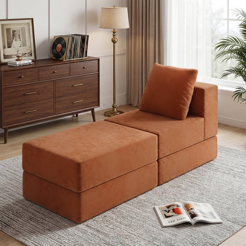 Canapé modulaire en velours 26,7 po Boneless, Orange