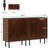 Set Of 2 Dark Brown 59" Buffet Sideboard Cabinet With Adjustable Shelves & Storage For Living & Dining Room