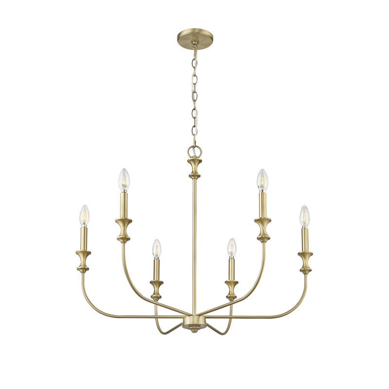 Savanne 6 - Light 28.26" Wide Chandelier, Vintage Brass