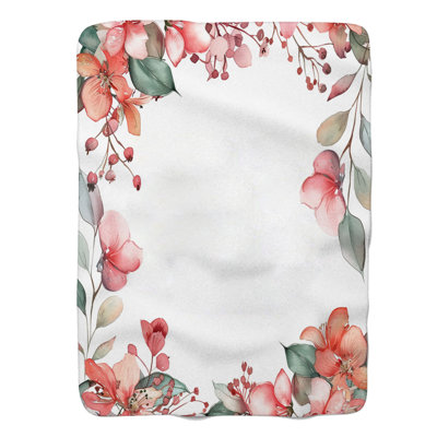 Délicats motifs floraux - couverture en sherpa de qualité supérieure 1 pièce