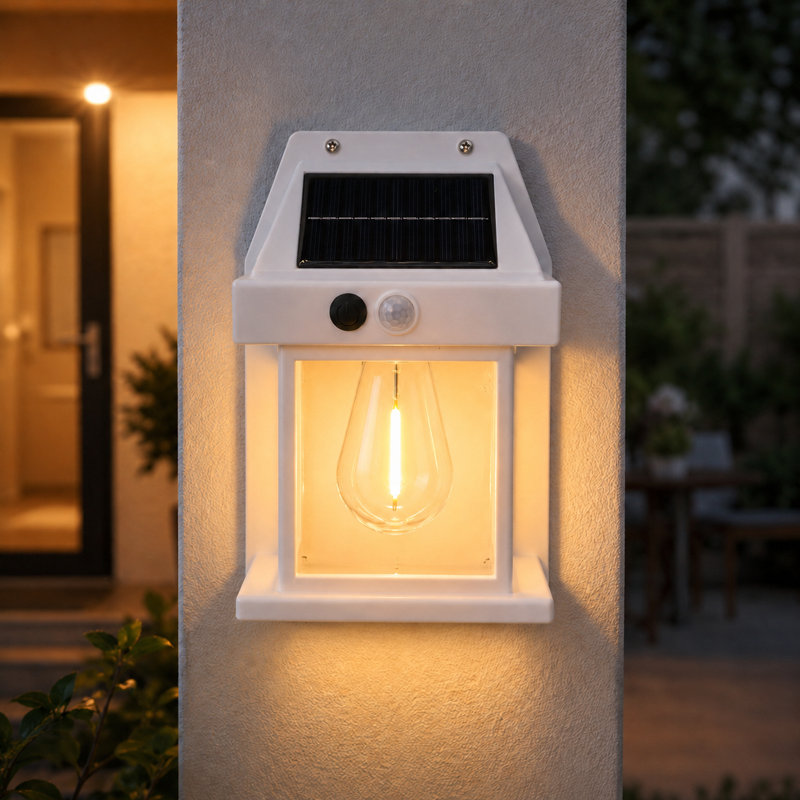 3 Modes Solar Powered Outdoor Wall Sconce Waterproof Warm White LED Wall Lights for Porch Fence Patio Garage