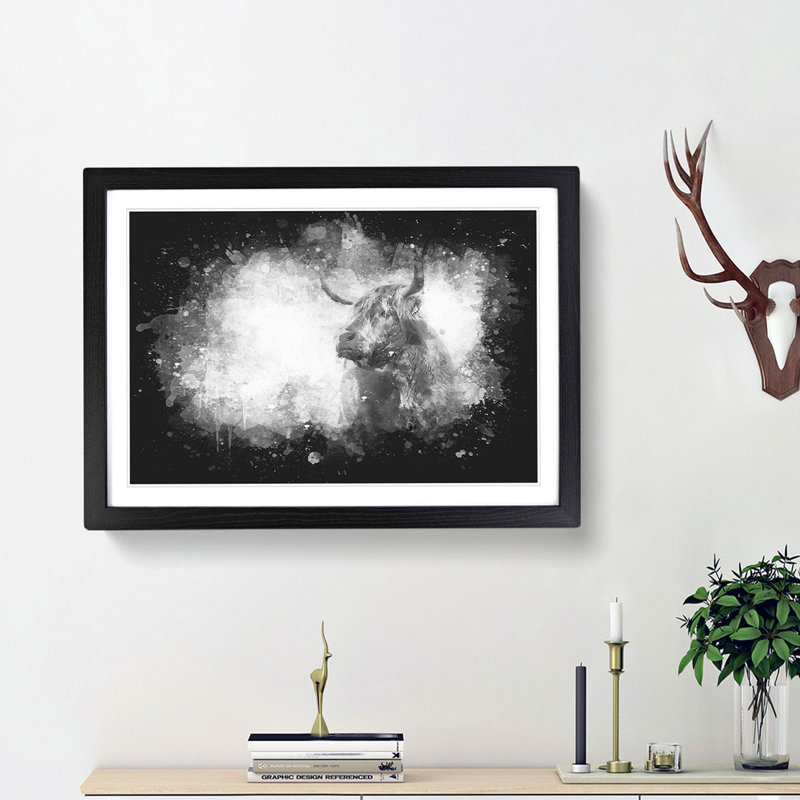 Highland Cow - Picture Frame Graphic Art Print, Black Framed, 24cm H x 33cm W x 2cm D