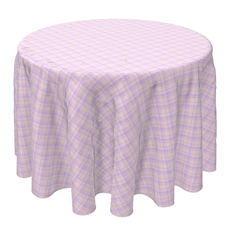 Round Plaid Cotton Twill Tablecloth
