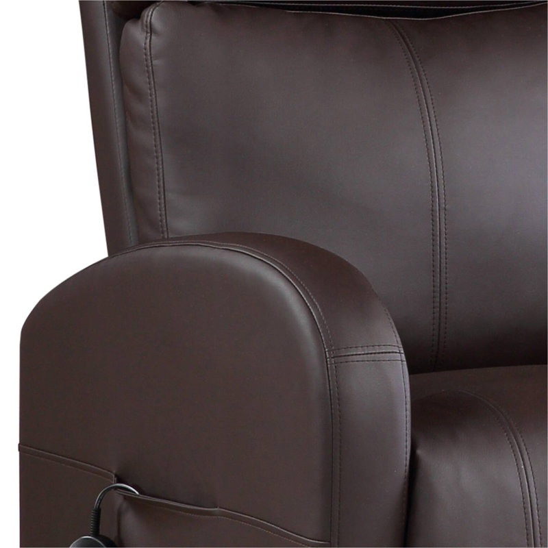 Fauteuil inclinable électrique brun en cuir synthétique, Brun