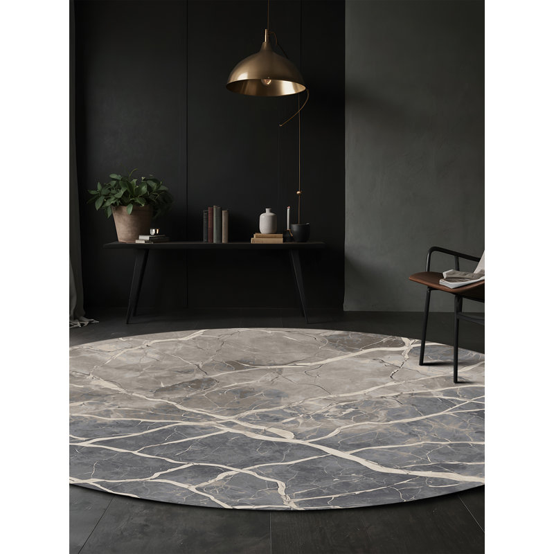 Tapis gris soyeux et moelleux, Rectangle 5 pi x 7 pi