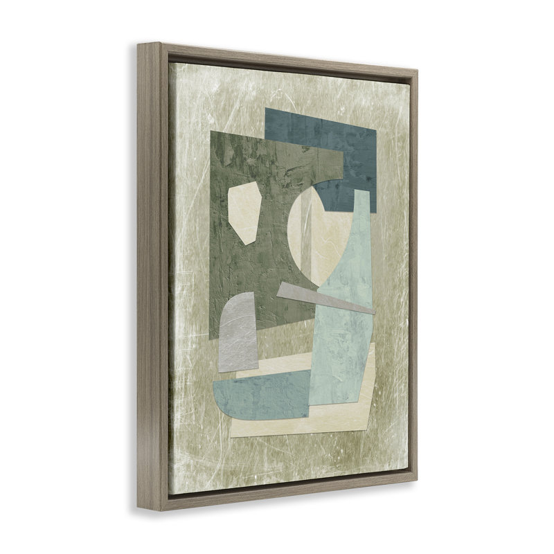 «Neutral Shapes Arranged», art mural encadré flottant par Suzanne Nicoll, Cadre flottant orme Montalcino, H 31 po x l 25 po