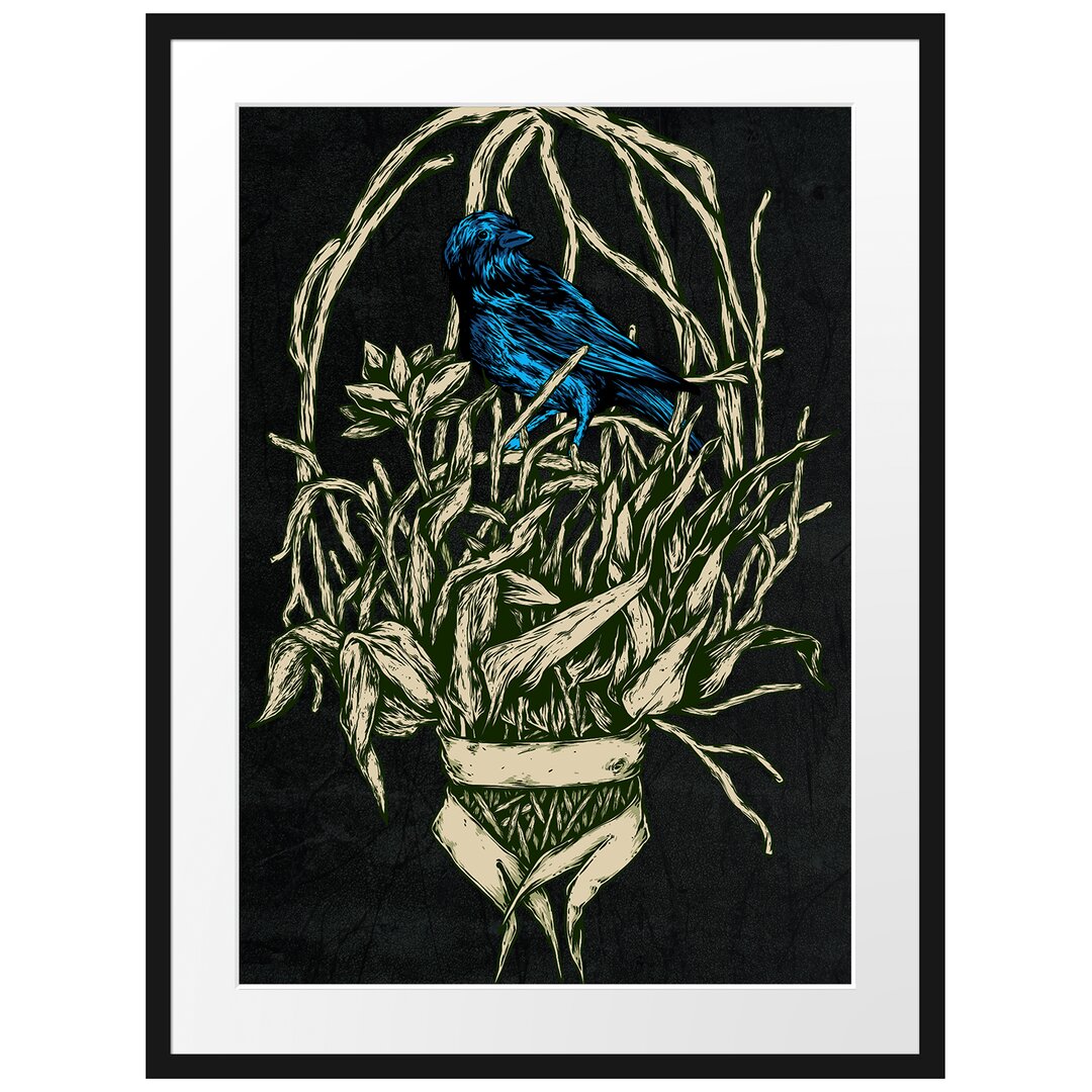 Gerahmtes Poster Blue Bird Black