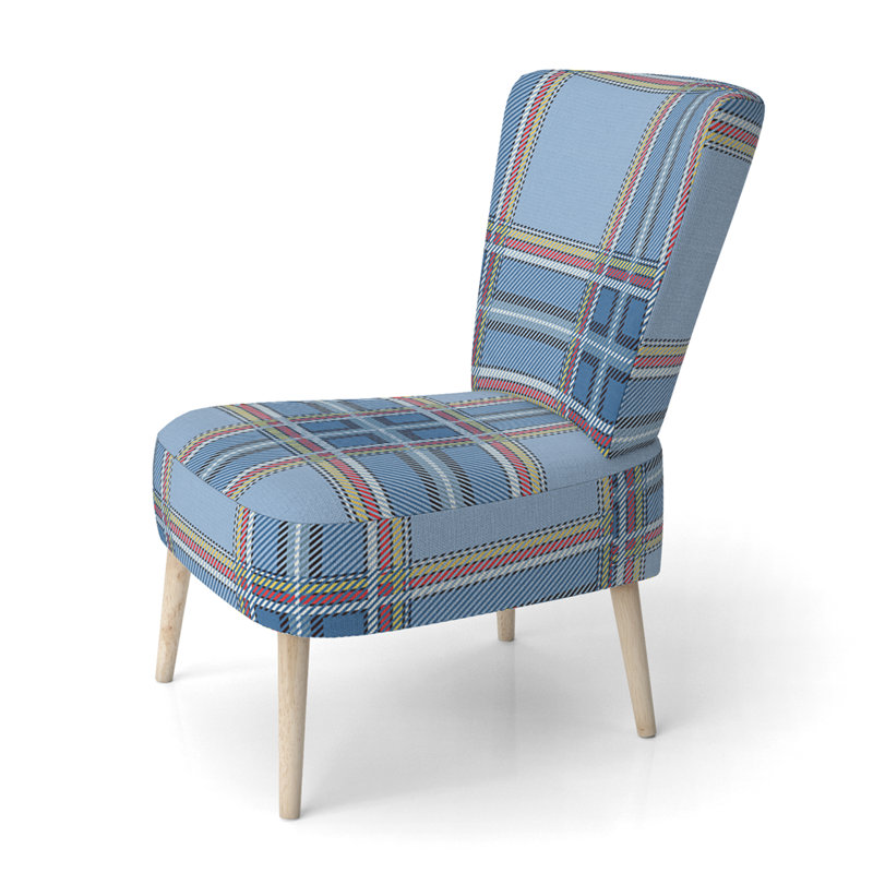 Chaise d'appoint rembourrée à motif Blue Tartan