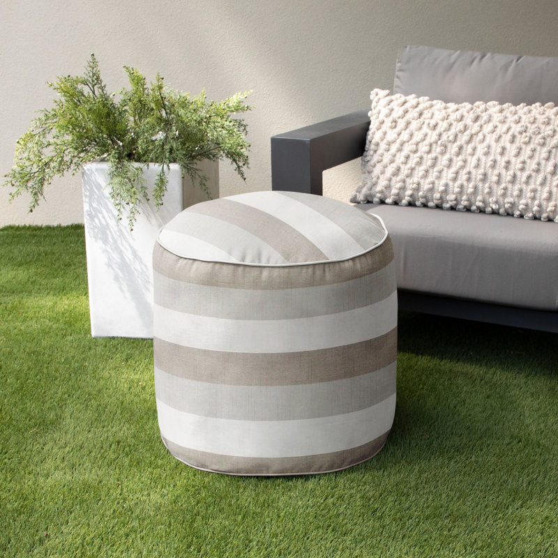 Repose-pieds d'extérieur rembourré Brunk avec coussin Sunbrella®, Beige