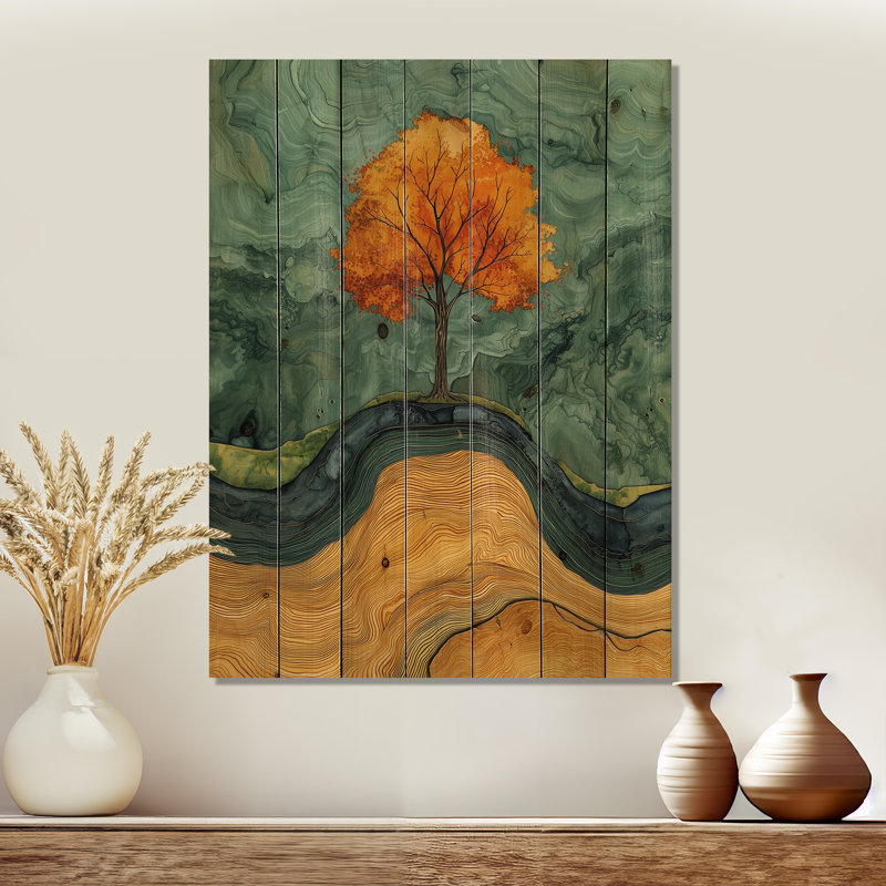 Nature Birch Tree With Roots Of Serenity I - Tree Wood Wall Decor - On Natural Pine Wood, 44" H x 34" W x 0.78" D