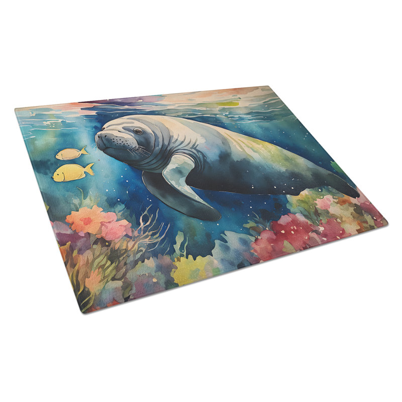 Manatee Glass Cutting Board Large