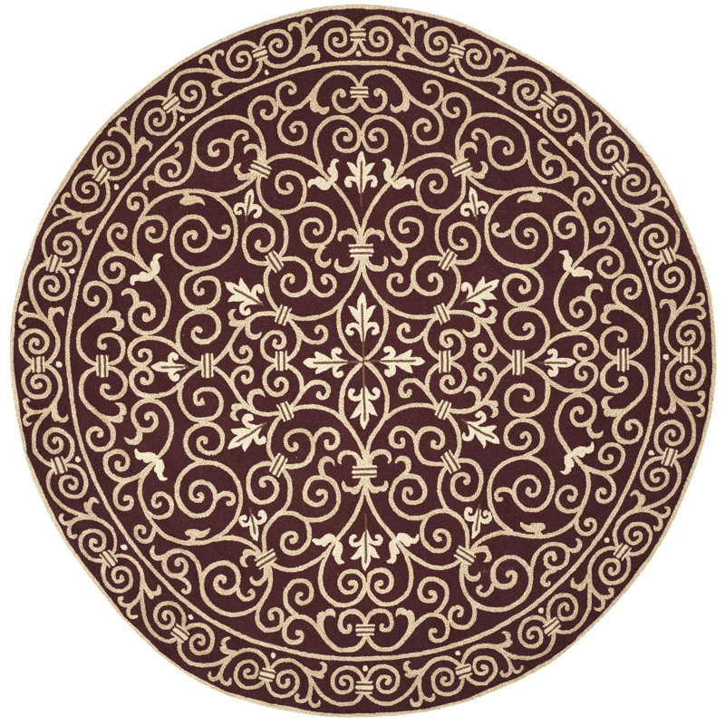 Brayton Hand Hooked Wool Pile Oriental Rug, Round 8'