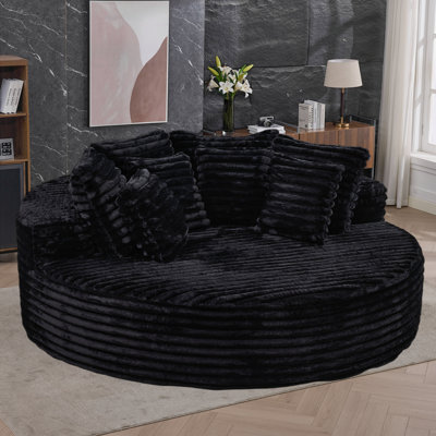 Fauteuil nuage surdimensionné, canapé rond en velours côtelé de 180 cm avec assise profonde, fauteuil lounge moelleux avec coussins pour salon, chambre ou cinéma maison