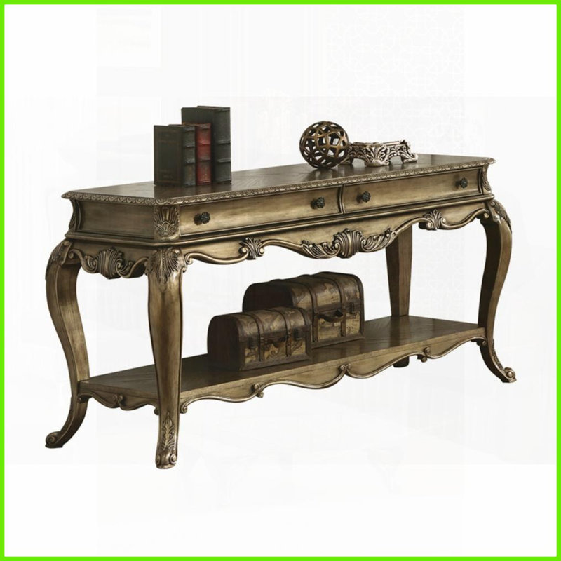 Table basse rétro en chêne avec tiroirs lisses Tablette inférieure, grand espace de rangement pour le salon