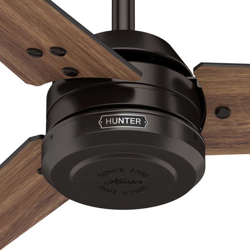 Hunter 60 inch Cassius ENERGY STAR® Damp Rated Ceiling Fan wtih Wall Control, Premier Bronze with Fire Polished Wood Blades