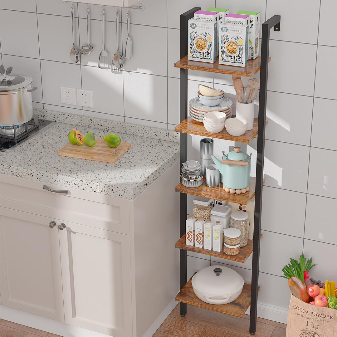 Beritan 178cm H x 44cm W Metal Ladder Bookcase